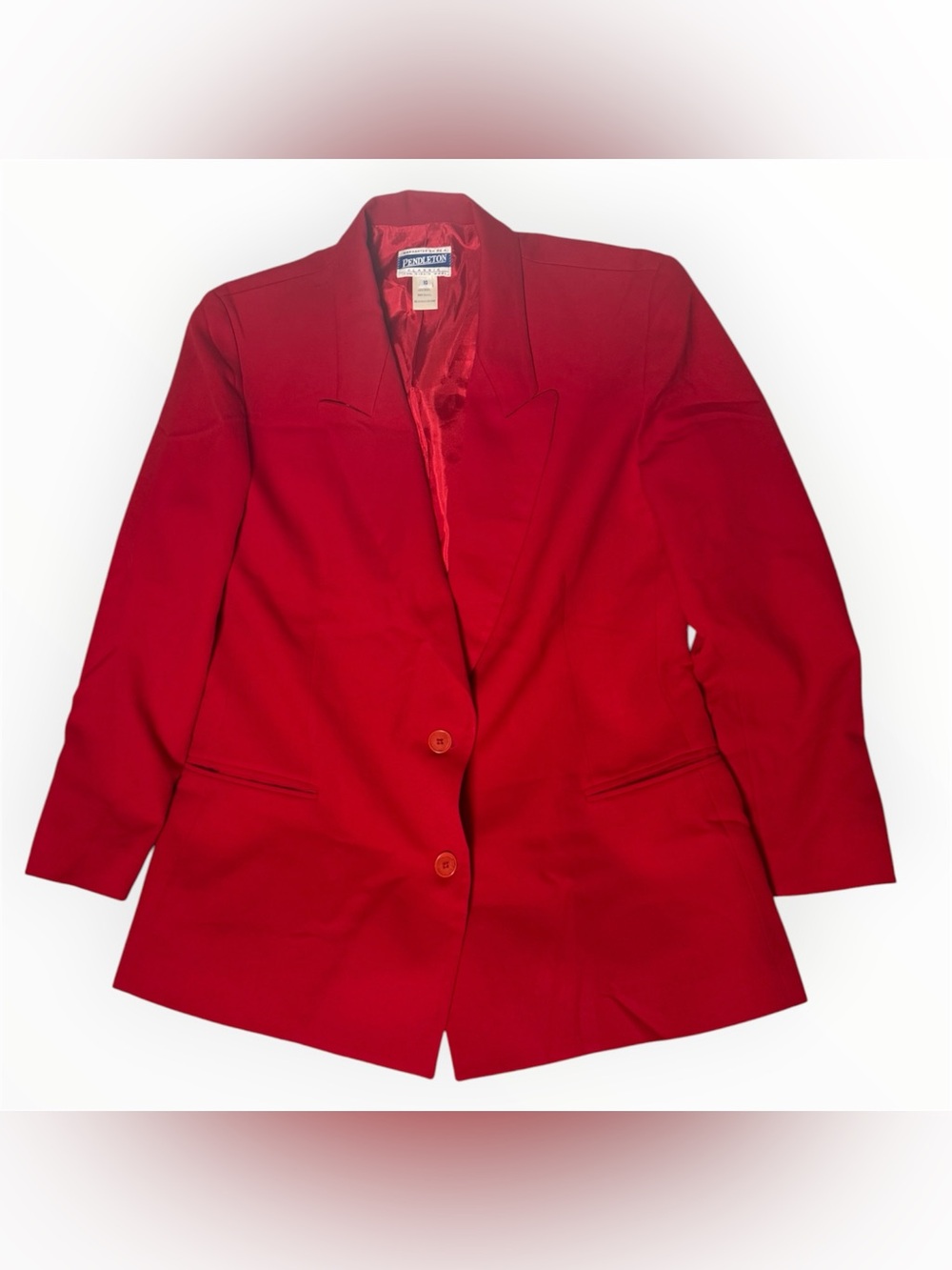 Pendleton Vintage Wool Vibrant Red Double-Button Blazer